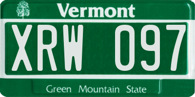VT license plate XRW097