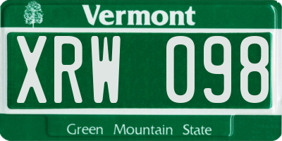 VT license plate XRW098