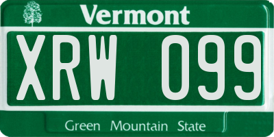 VT license plate XRW099