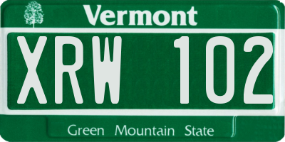 VT license plate XRW102