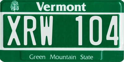 VT license plate XRW104