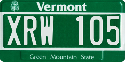 VT license plate XRW105