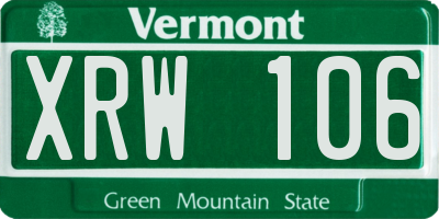 VT license plate XRW106