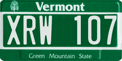 VT license plate XRW107
