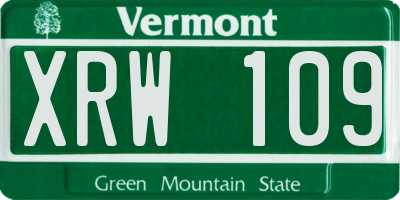 VT license plate XRW109