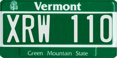 VT license plate XRW110