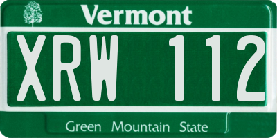 VT license plate XRW112