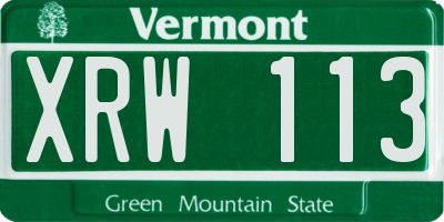VT license plate XRW113