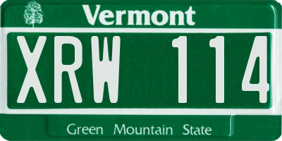 VT license plate XRW114