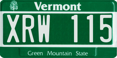 VT license plate XRW115