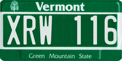 VT license plate XRW116