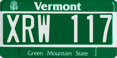 VT license plate XRW117