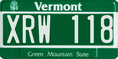 VT license plate XRW118