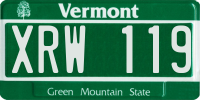 VT license plate XRW119