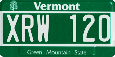 VT license plate XRW120