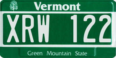 VT license plate XRW122