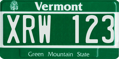 VT license plate XRW123