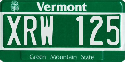 VT license plate XRW125
