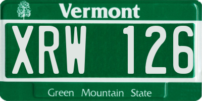 VT license plate XRW126