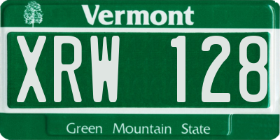 VT license plate XRW128