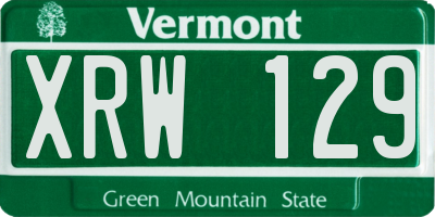 VT license plate XRW129