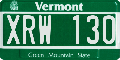 VT license plate XRW130