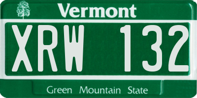VT license plate XRW132