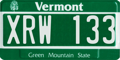 VT license plate XRW133