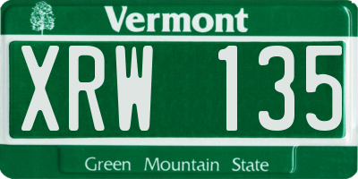 VT license plate XRW135