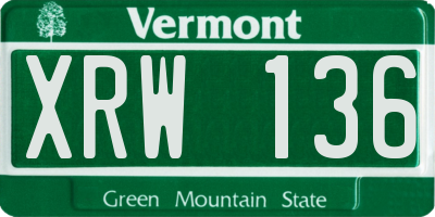 VT license plate XRW136