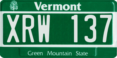 VT license plate XRW137
