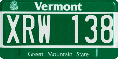 VT license plate XRW138