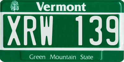 VT license plate XRW139