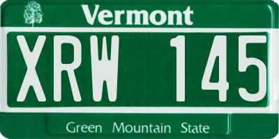 VT license plate XRW145