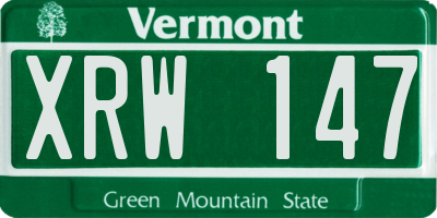 VT license plate XRW147
