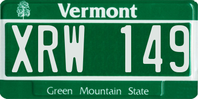VT license plate XRW149