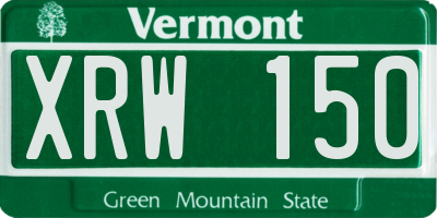 VT license plate XRW150