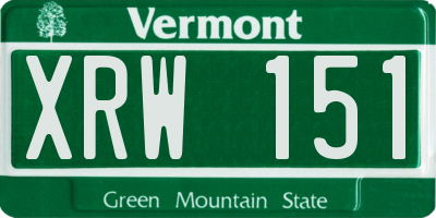VT license plate XRW151