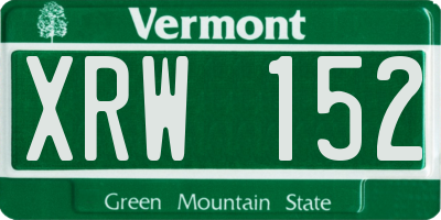 VT license plate XRW152