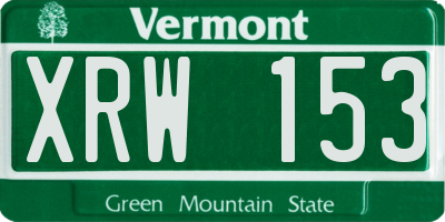 VT license plate XRW153