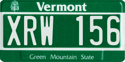 VT license plate XRW156