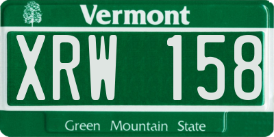 VT license plate XRW158