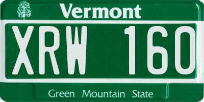 VT license plate XRW160
