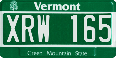 VT license plate XRW165