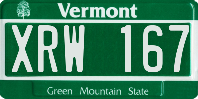 VT license plate XRW167