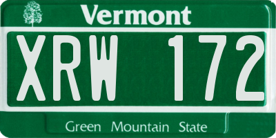 VT license plate XRW172