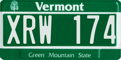 VT license plate XRW174