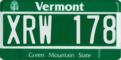 VT license plate XRW178