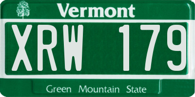 VT license plate XRW179