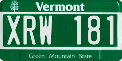 VT license plate XRW181